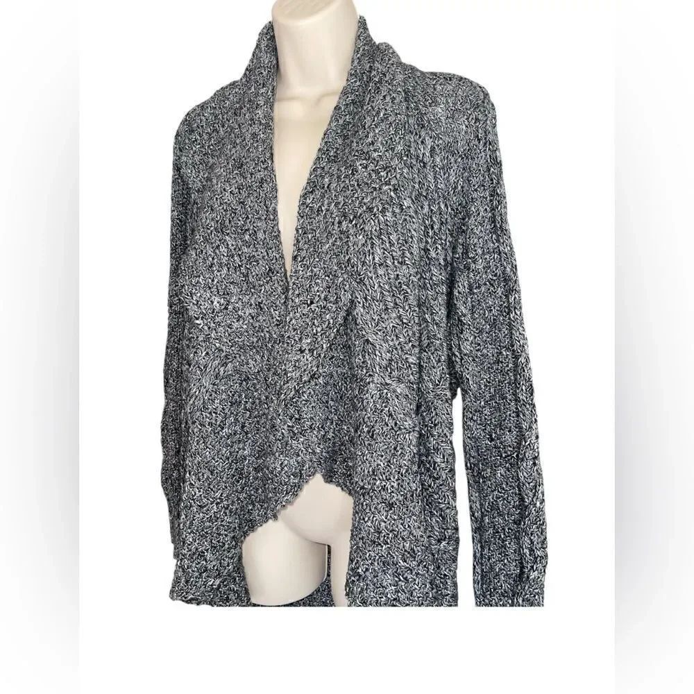 Chaus Open Front Cardigan Sweater Gray/White - Picture 2 of 6